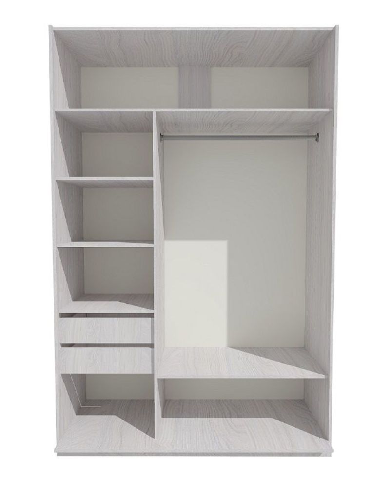 Шкаф-купе 1300 серии SILVER S1+S1+B2+PL2 (2 ящика+1 штанга+1 полка) профиль «Серебро» | увеличить фото 2 Шкаф-купе 1300 серии SILVER S1+S1+B2+PL2 (2 ящика+1 штанга+1 полка) профиль «Серебро» | фото 2