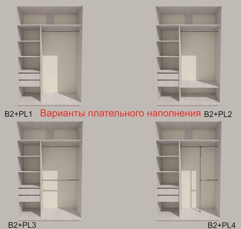 Шкаф-купе 1300 серии SILVER S1+S1+B2+PL2 (2 ящика+1 штанга+1 полка) профиль «Серебро» | увеличить фото 6 Шкаф-купе 1300 серии SILVER S1+S1+B2+PL2 (2 ящика+1 штанга+1 полка) профиль «Серебро» | фото 6